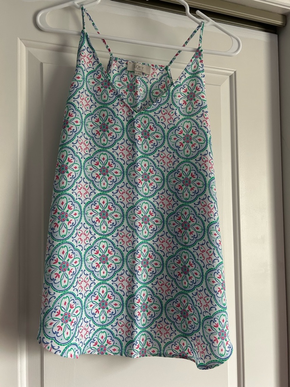 LOFT women’s camisole top with Teal & Pink Medallion Print